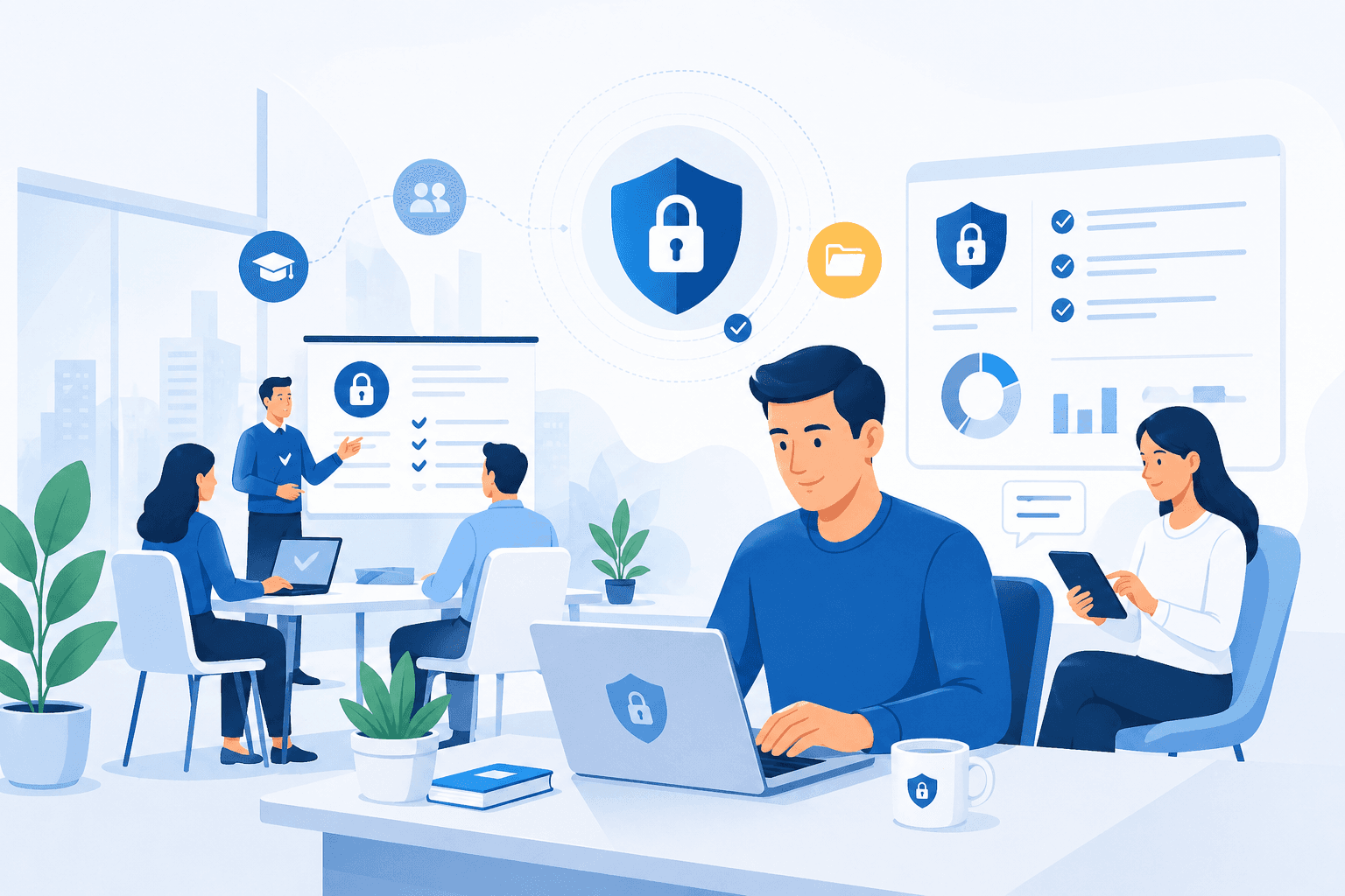 Tým zaměstnanců SecureUp při školení kyberbezpečnosti