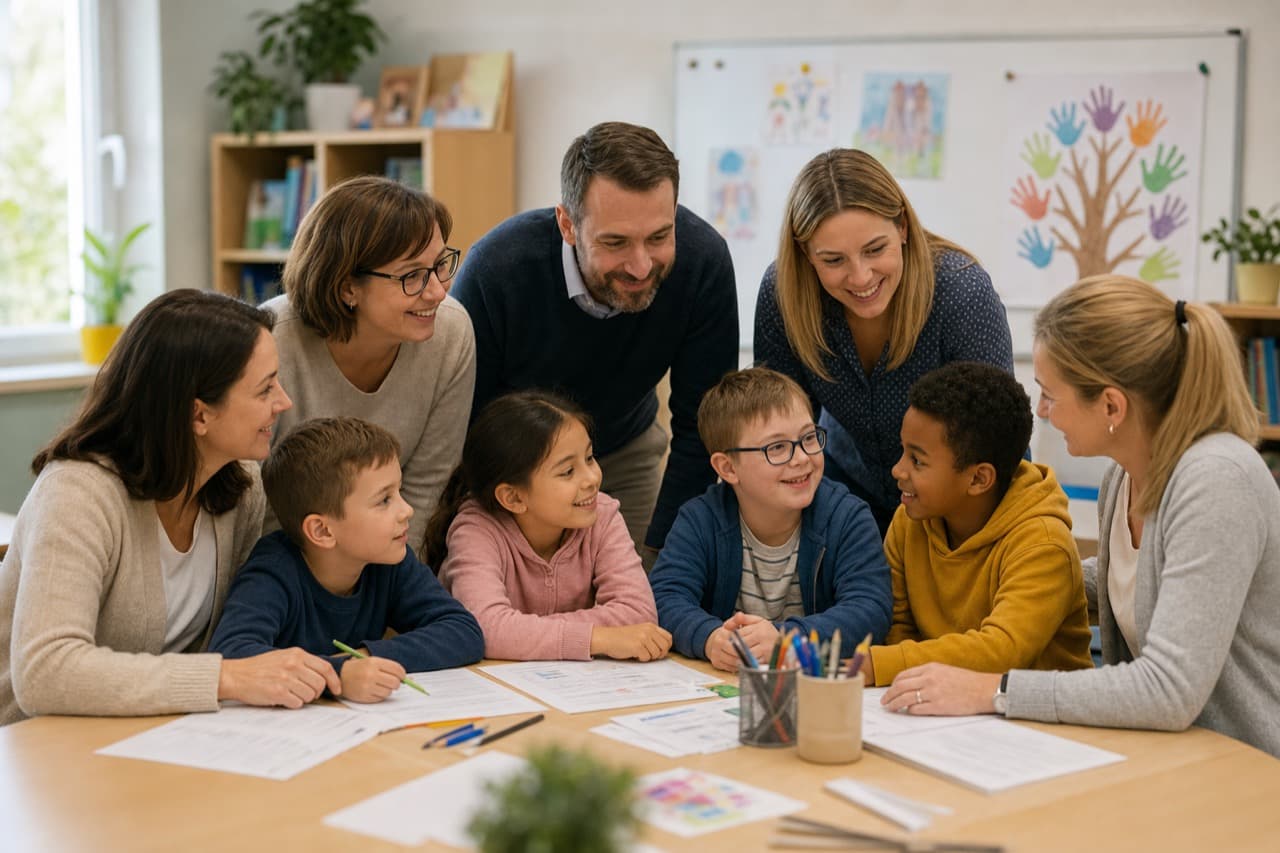 Kreslená ilustrace zaměstnanců a bezpečnostního školení